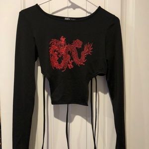 red dragon tie crop top